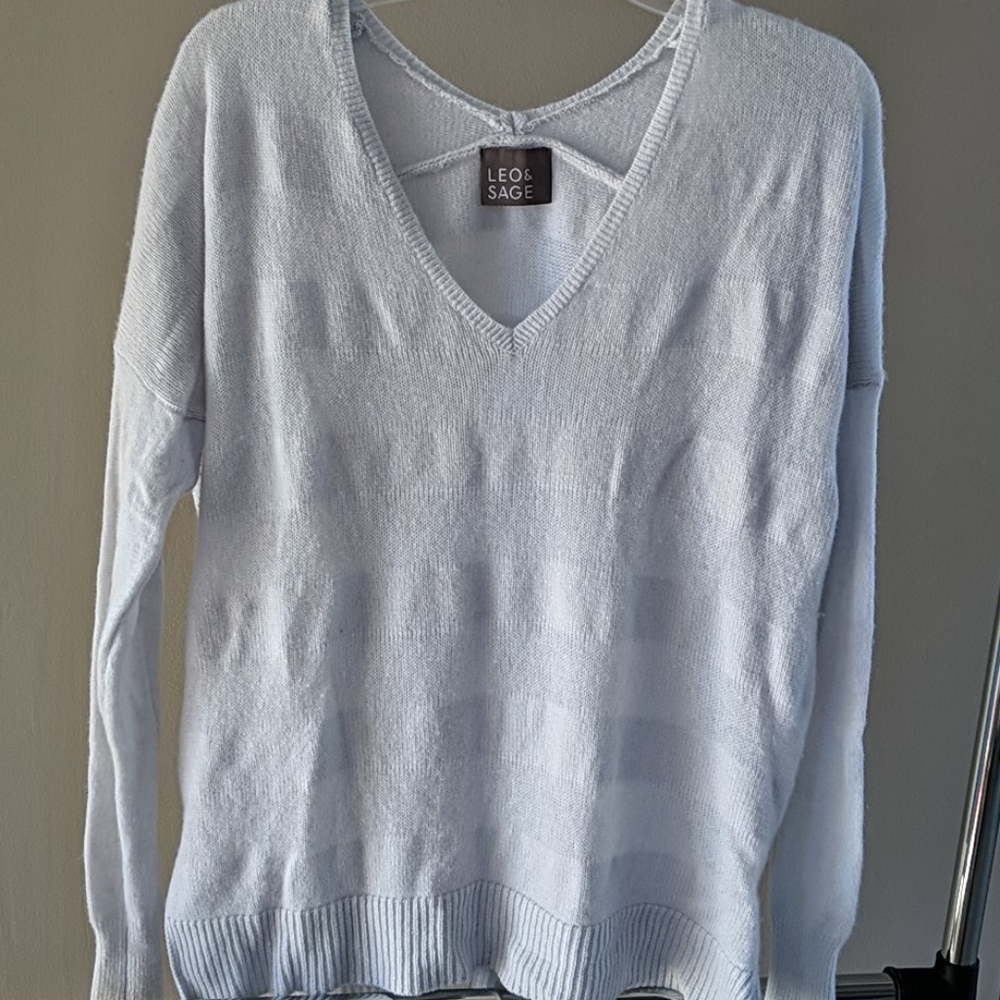 Leo and Sage cashmere sweater light teal green M - Picture 2 of 15